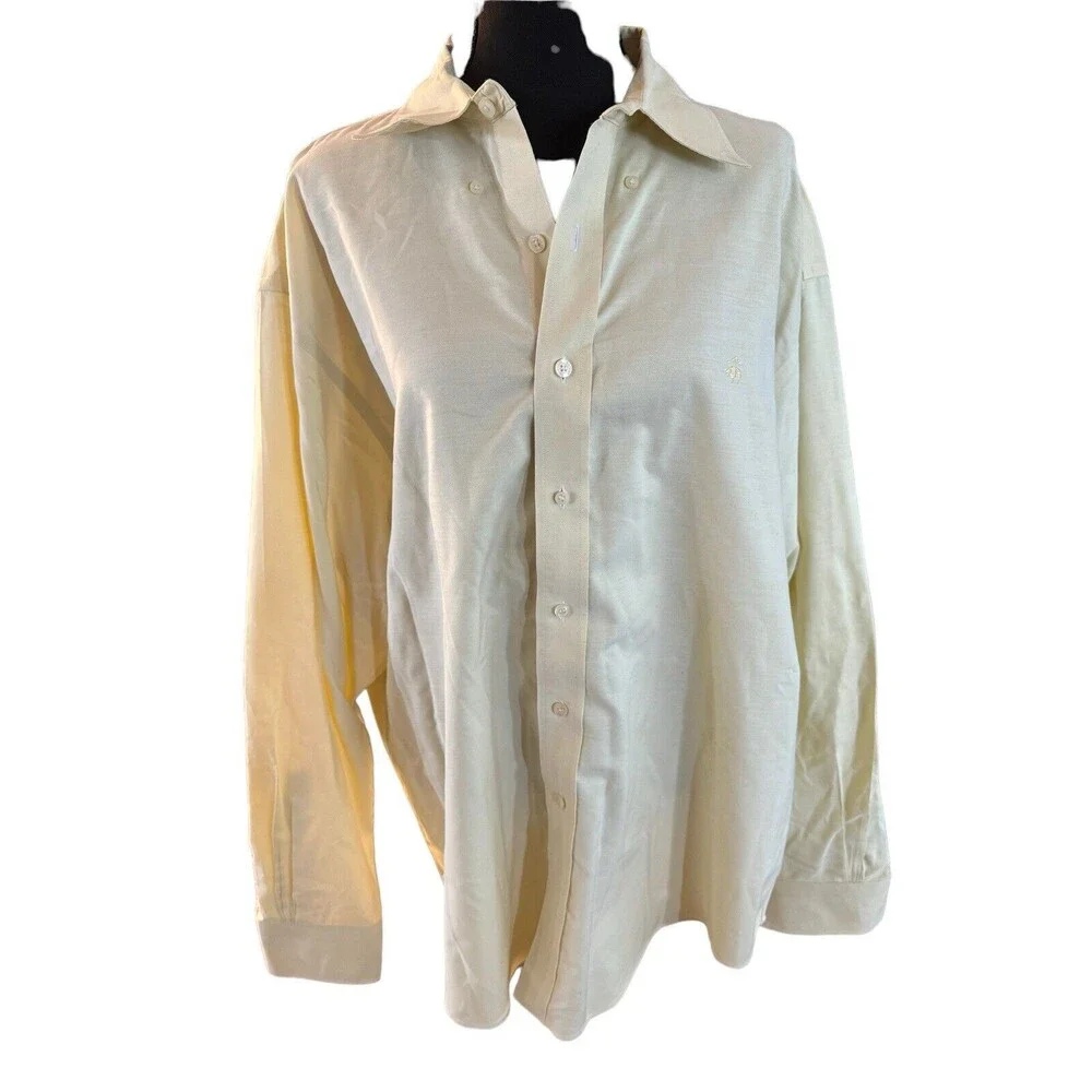 BROOKS BROTHERS XLarge‎ Long Sleeve Oxford Shirt Yellow Monogrammed - Picture 4 of 11
